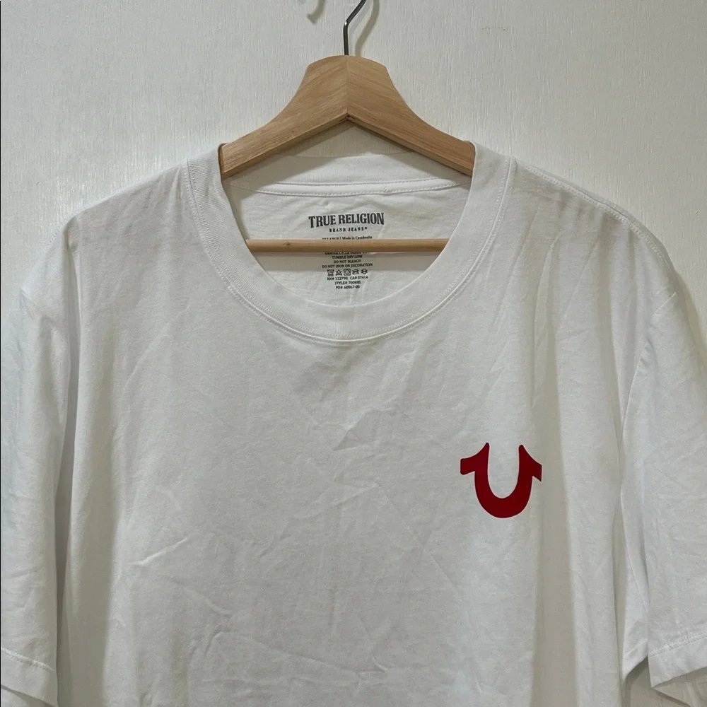 TRUE RELIGION MENS WHITE TEE WITH LOGO SHORT SLEEVE Sz XXL NEW
